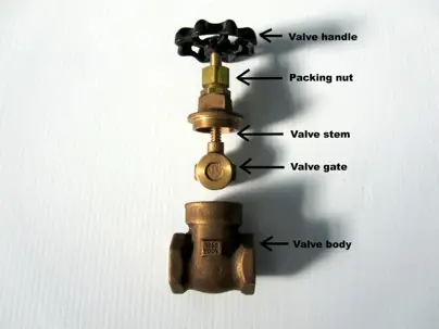 Older gate valve with a round handle on a copper water line, the style of main water shutoff found in many Beavercreek homes